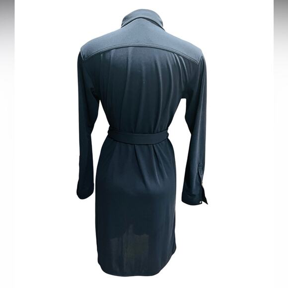 J. Crew Womens Long Sleeve Button Down Easy Knit Shirt Dress Navy Medium Size M - Picture 6 of 6